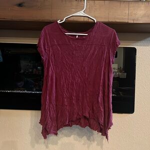 Boho Ripped Flowy Red Women’s Shirt